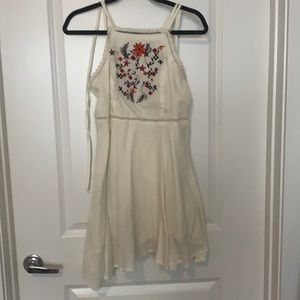 White Floral Embroidered A-Line Mini Dress